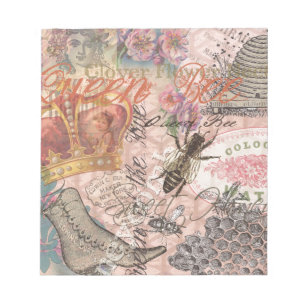Bloco De Notas Vintage Queen Bee Linda Colagem de Meninas