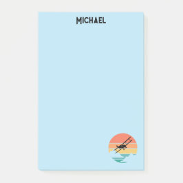 Bloco De Notas Vintage Retro Airplane & Sunset, Nome Personalizad
