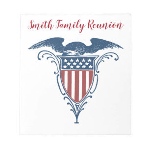 Bloco De Notas Vintage Shield Red White Blue American Eagers