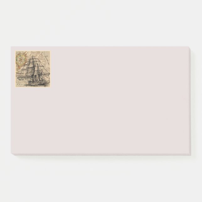 Bloco De Notas Vintage Ship And Map (Frente)