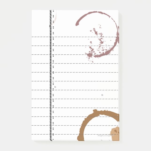 Bloco De Notas Vintage Typeart Coffee Stain Linked Sticky Notes (Frente)
