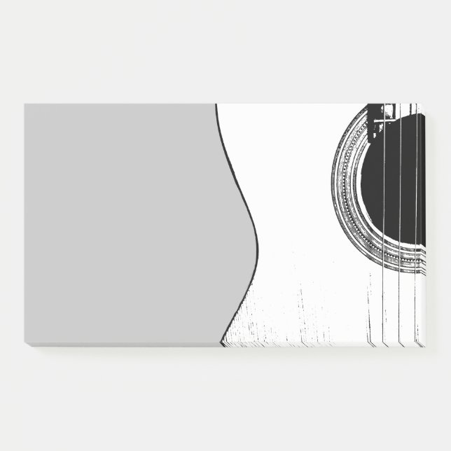 Bloco De Notas Violão Acústico Musical Branco Negro (Frente)