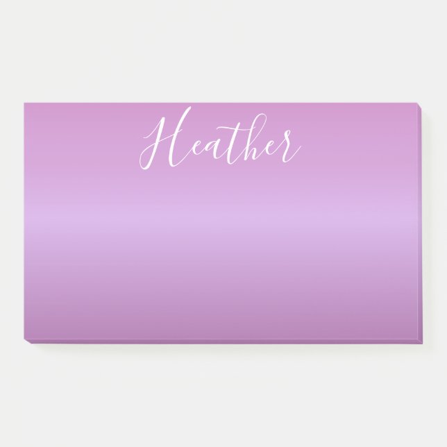 Bloco De Notas Violeta Roxa e Script Branco Personalizado (Frente)