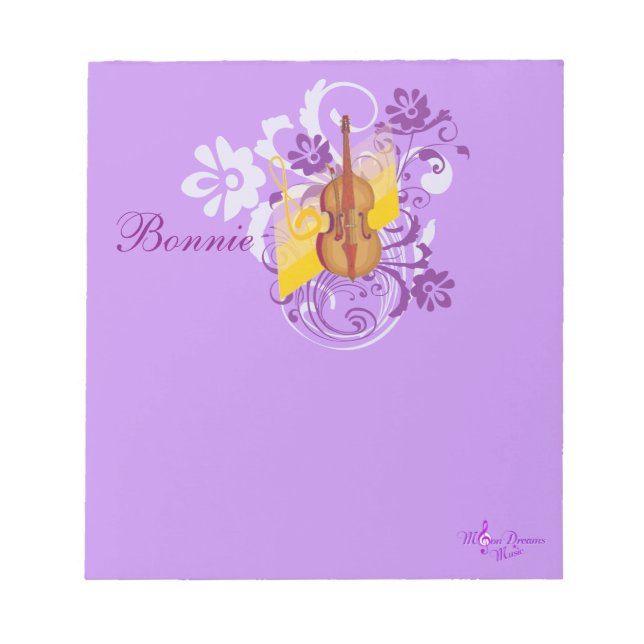 Bloco De Notas Violin Floral Swirl Purple Small Note Pad (Frente)