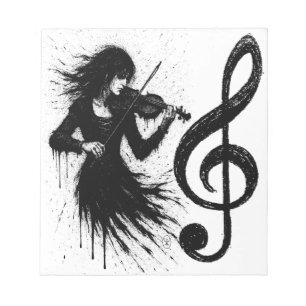 Bloco De Notas Violinista Nascido da Tinta na Tempestade de Som