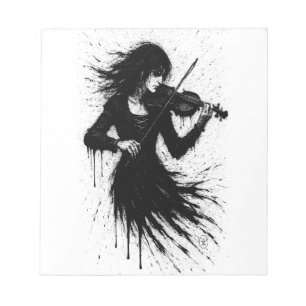 Bloco De Notas Violinista Nascido da Tinta na Tempestade de Som