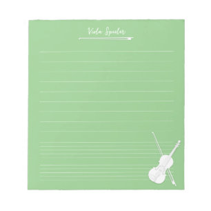 Bloco De Notas Violino Branco Lição de Música Personalizada Ervil