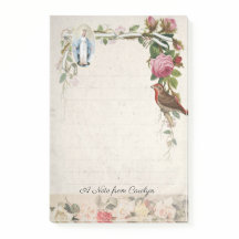 Virgem Católica Mary Vintage Rosas Religiosos