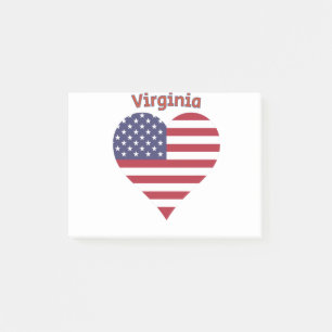 Bloco De Notas Virginia American Flag Heart