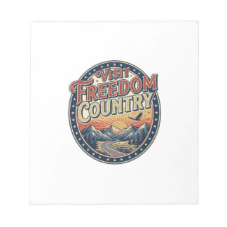 Bloco De Notas Visite o País da Liberdade Patriótico Viagem Patri