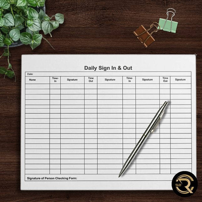 Bloco De Notas Visitor Sign In Sign Out Tracker (Criador carregado)