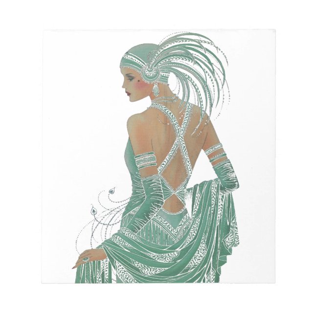 Bloco De Notas Vislumbre da Elegância: Design verde de vestidos s (Frente)