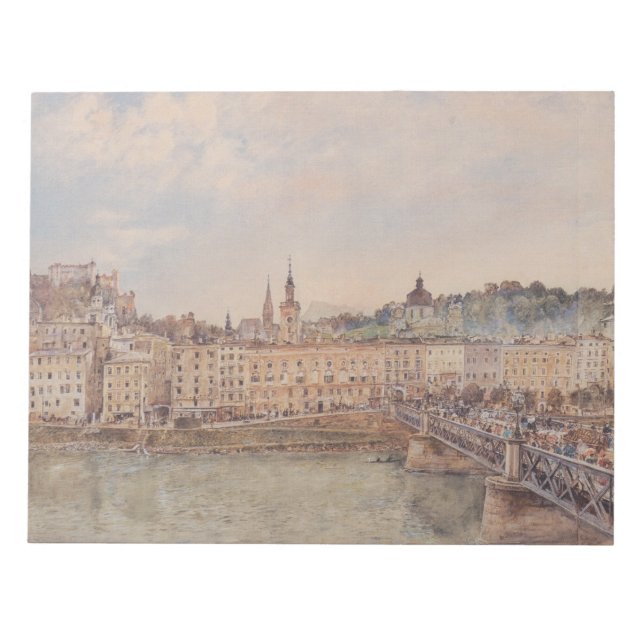 Bloco De Notas Vista de Salzburgo (por Rudolf von Alt) (Frente)
