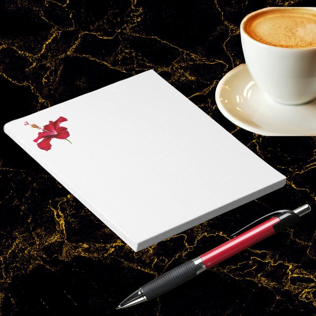 Bloco De Notas Vista do Lado do Flor Red Hibiscus (Red Hibiscus Flower Side View Notepad)
