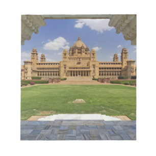 Bloco De Notas Vista traseira do hotel Umaid Bhawan Palace, Jodjp