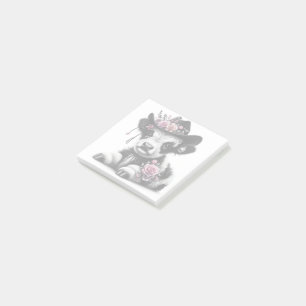 Bloco De Notas Vitelo Vestindo Chapéu Adormecido com Flores