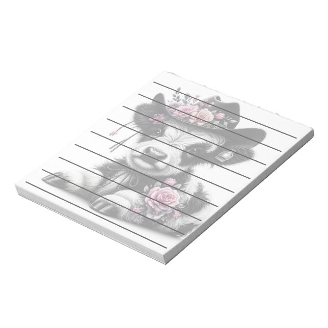 Bloco De Notas Vitelo Vestindo Chapéu Adormecido com Flores (Invertido)