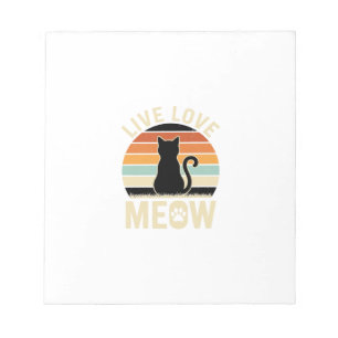 Bloco De Notas Viva Ame Gato Antigo Design de Pôr do Sol_1