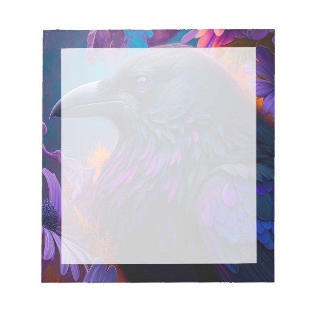 Bloco De Notas Vivid Rainbow Raven Art Notepad (Frente)