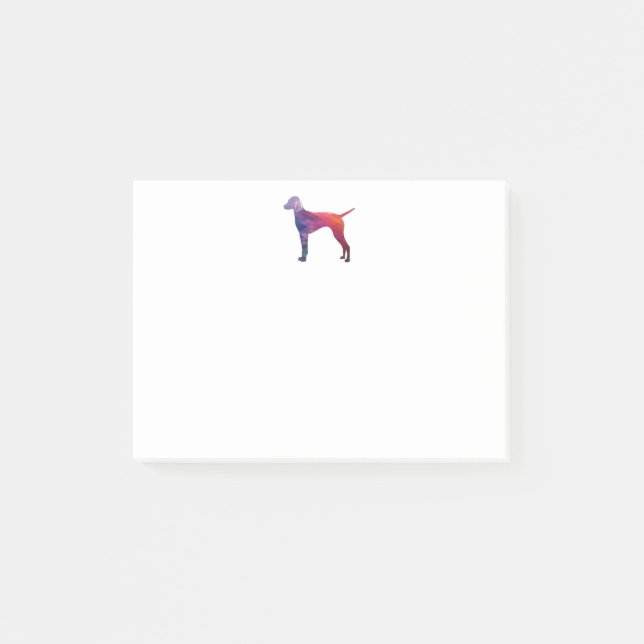 Bloco De Notas Vizsla Dog Geométrica Patterna Silhouette Purple (Frente)