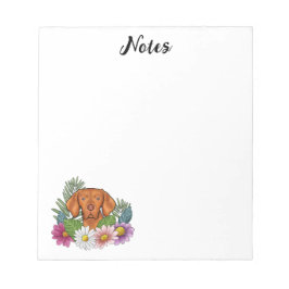 Bloco De Notas Vizsla Húngara Com Flores Coloridas E Texto