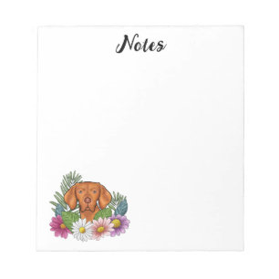 Bloco De Notas Vizsla Húngaro Com Flores Coloridas E Texto