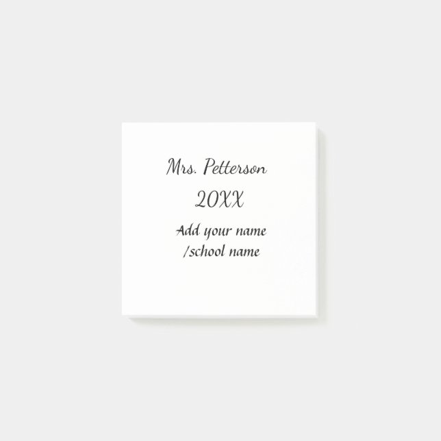 Bloco De Notas Voltar à escola adicionar nome do professor nome a (Frente)