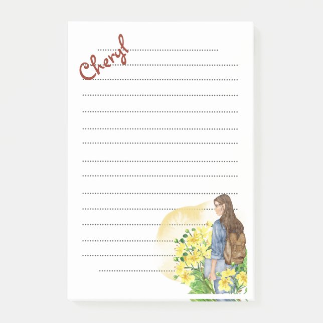 Bloco De Notas Voltar às Notas de Posto da School Girl (Frente)