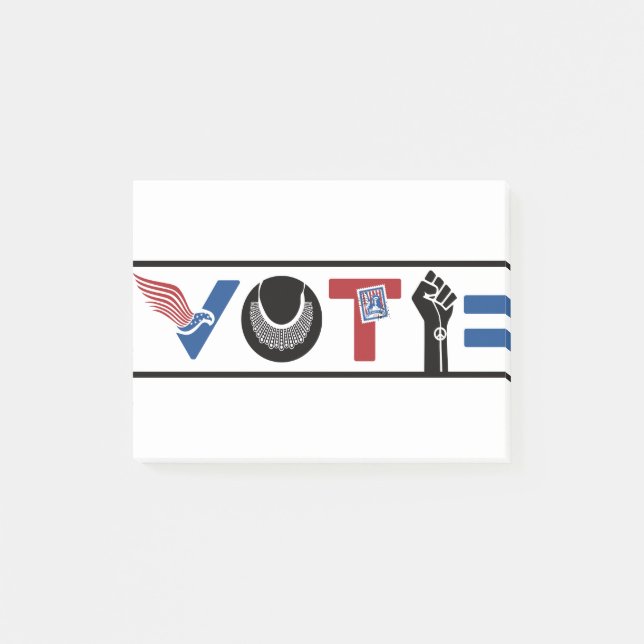 Bloco De Notas VOTO Americano, RBG, USPS, BLM, Peace and Equality (Frente)