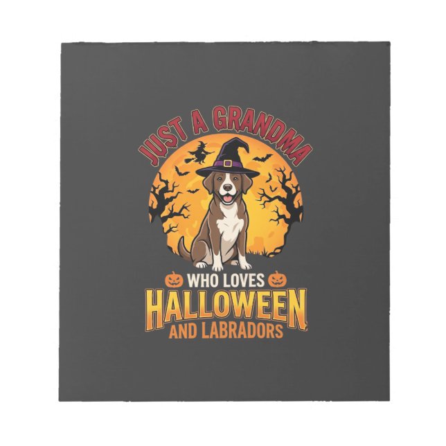 Bloco De Notas Vovó de Halloween Labrador Design de Cachorro_1 (Frente)