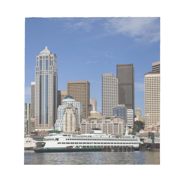Bloco De Notas WA, Seattle, panorama de Seattle com balsa (Frente)