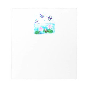 Bloco De Notas Water Lily Pond Painting with Dragonfly