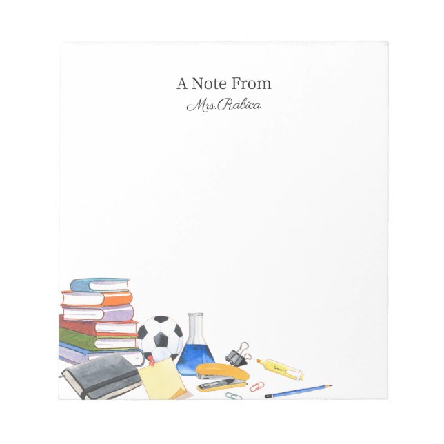 Bloco De Notas Watercolor Back to School Teacher (Frente)