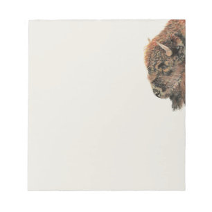 Bloco De Notas Watercolor Bison Buffalo Animal Nature Art