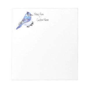 Bloco De Notas Watercolor Blue Jay News a partir do nome personal