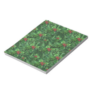 Bloco De Notas Watercolor Christmas Holly Berries