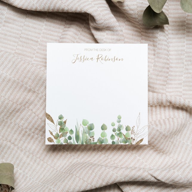 Bloco De Notas Watercolor Eucalyptus Greenery Personalizado (Criador carregado)