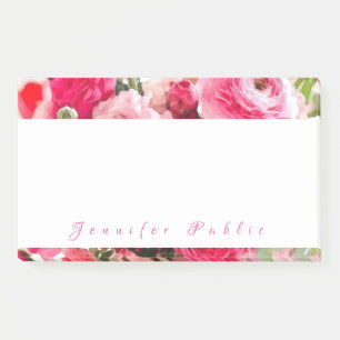 Bloco De Notas Watercolor Flowers Rosas Nome do Script de Mão de