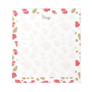 Bloco De Notas Watercolor Geraniums Pattern