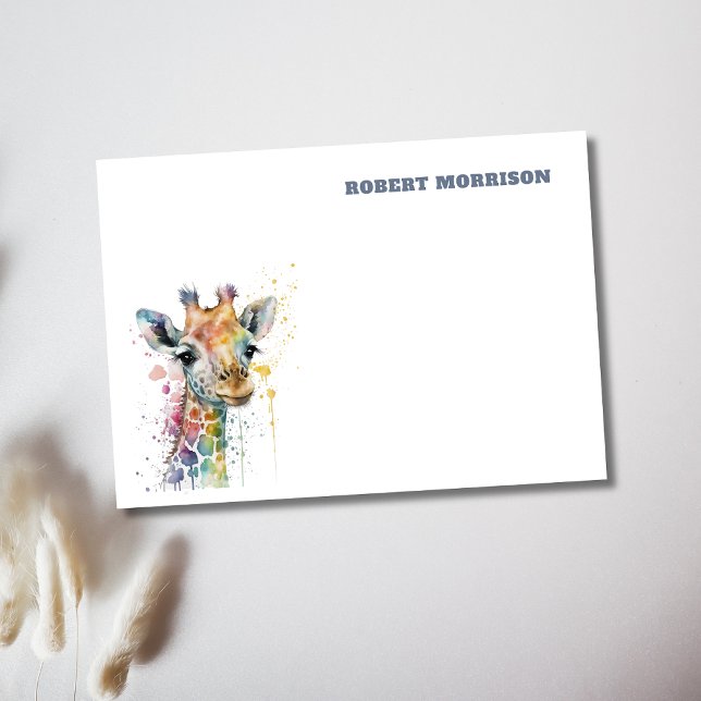 Bloco De Notas Watercolor Giraffe Minimalist Personalized (Criador carregado)