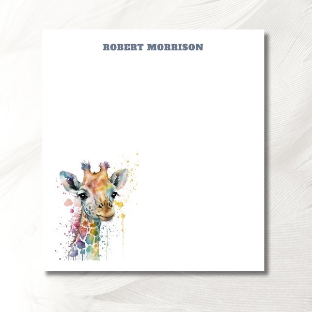 Bloco De Notas Watercolor Giraffe Sophisticated Notepad (Criador carregado)