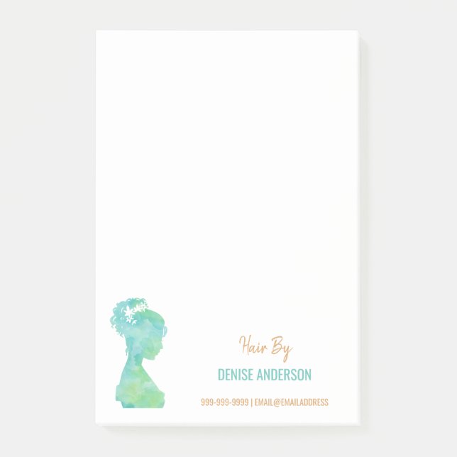 Bloco De Notas Watercolor Hair Stylist Beauty Salon Personalizado (Frente)