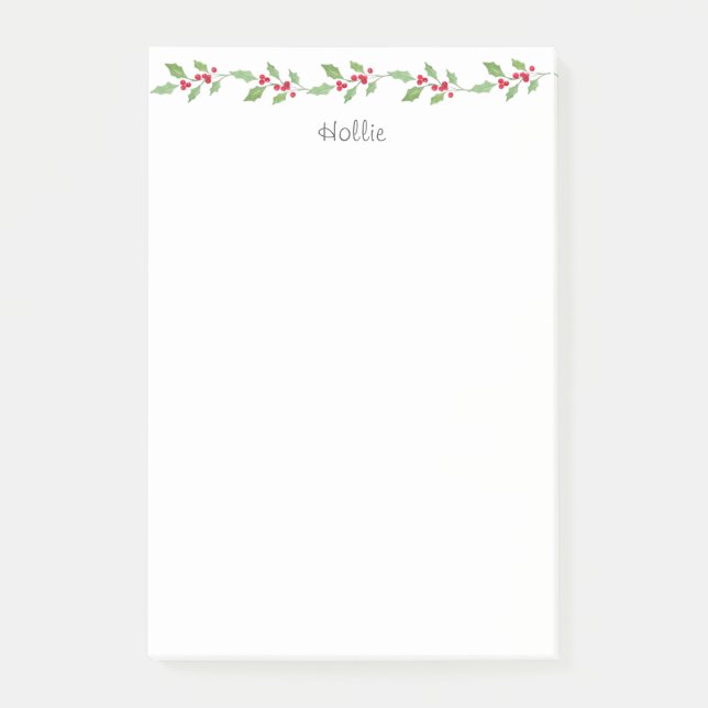 Bloco De Notas Watercolor Holly Garland (Frente)