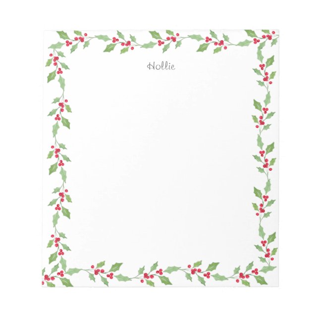 Bloco De Notas Watercolor Holly Garland (Frente)