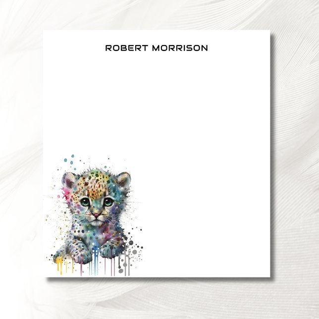 Bloco De Notas Watercolor Leopard Sophisticated Notepad (Criador carregado)