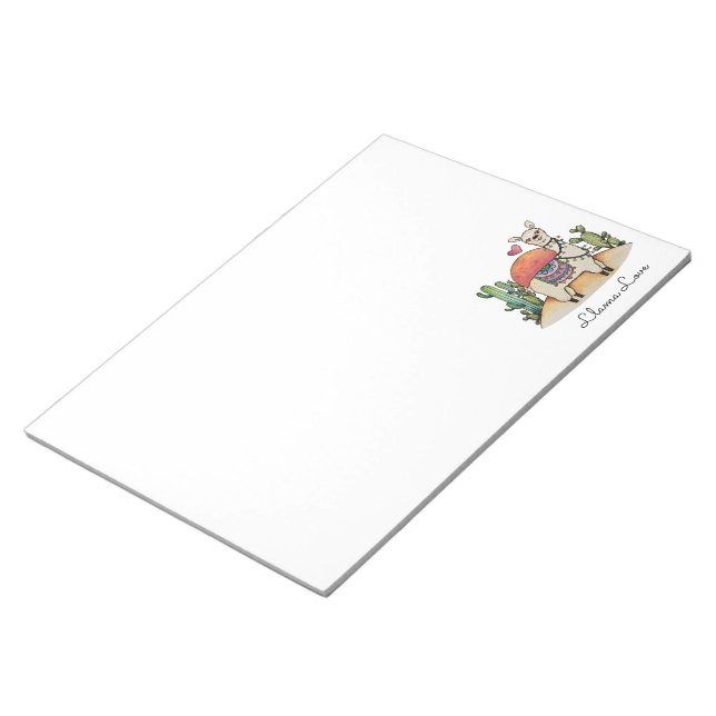 Bloco De Notas Watercolor Llama Com Cactus (Inclinado)