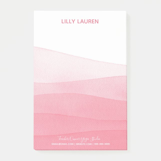 Bloco De Notas Watercolor Ombre Rosa Yoga Studio Yogi (Frente)