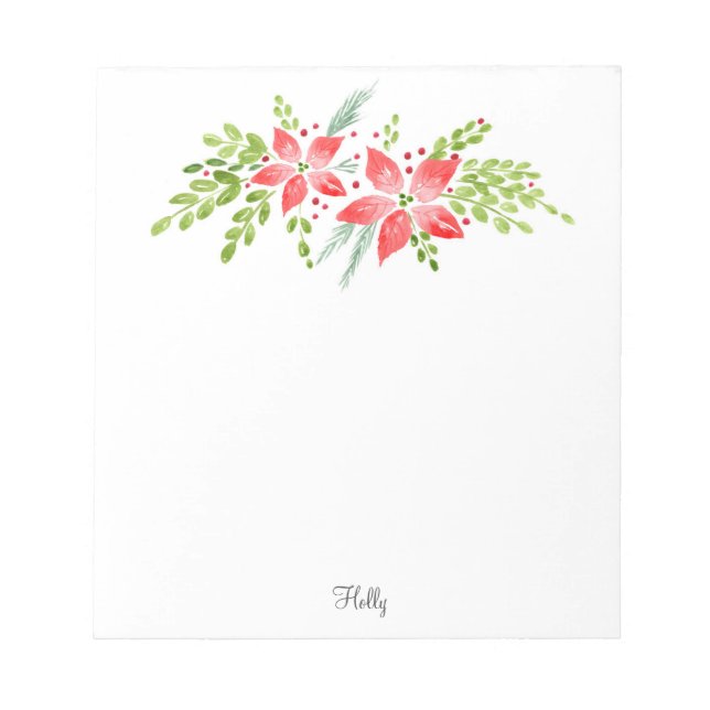 Bloco De Notas Watercolor Poinsettia Centerole (Frente)