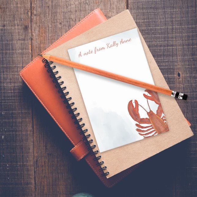 Bloco De Notas Watercolor Red Lobster Personalized  (Red lobster watercolor personalized post it notes.)