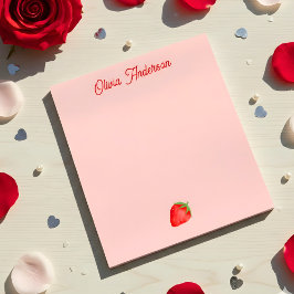 Bloco De Notas Watercolor Red Strawberry Valentines Day Custom